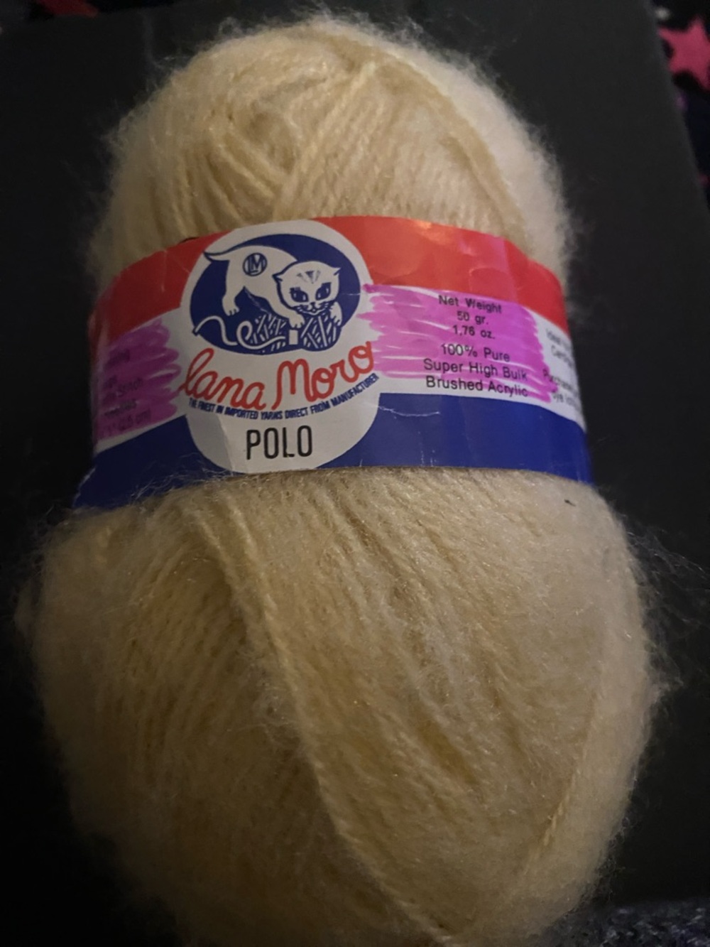 Vintage Skein Lana Moro Polo 100% pure acrylic Yarn color 247 yellow 186 yards